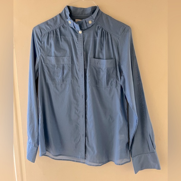 Banana Republic sheer blue tab collar blouse - Picture 2 of 10